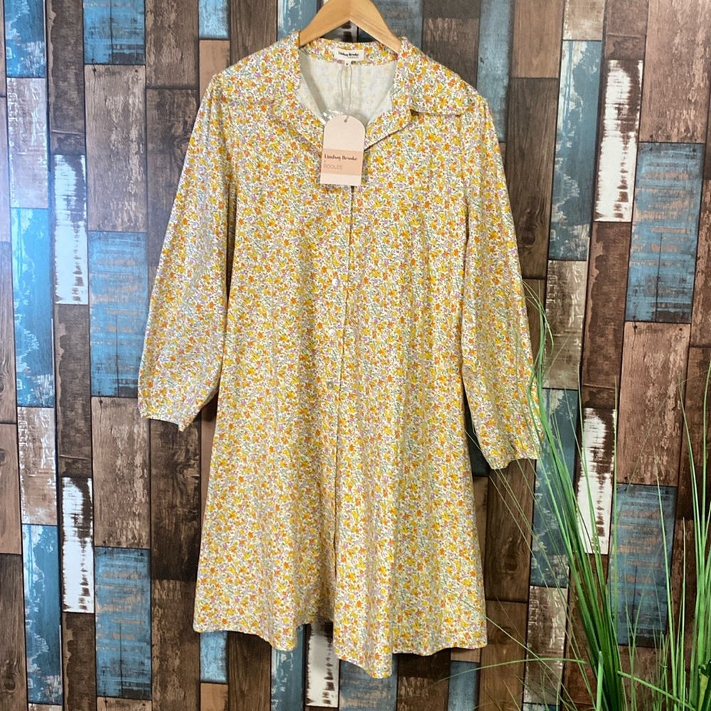 Lindsay Brooke x Roole Medium cotton button down Floral Dress